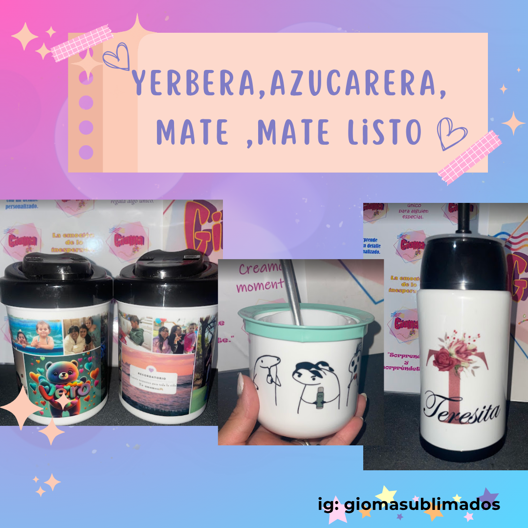 Set Matero Personalizado – Yerbera, Azucarera, Mate y Más