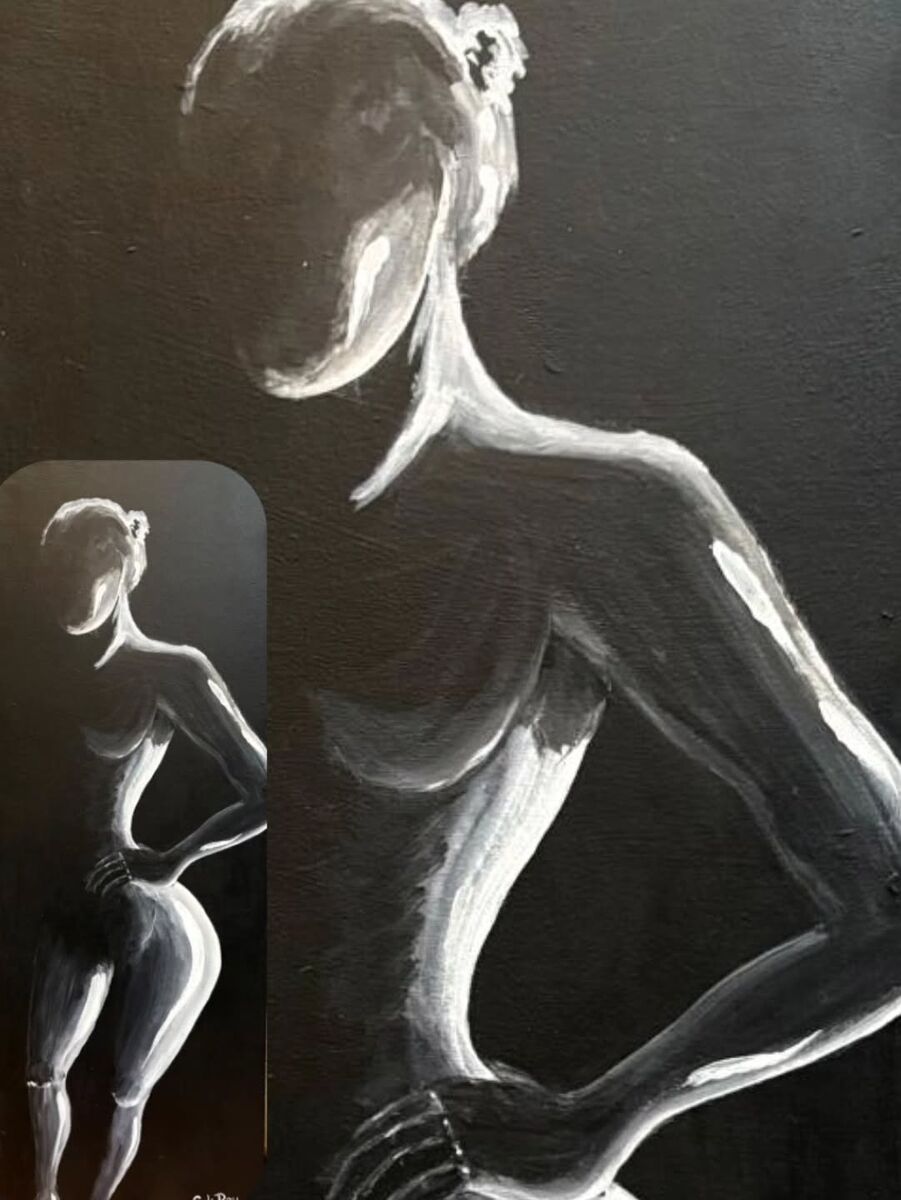 Estudio de figura humana en blanco y negro