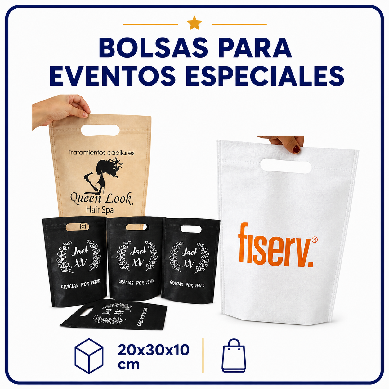 Trabajo real de bolsas personalizadas de 45 × 40 cm