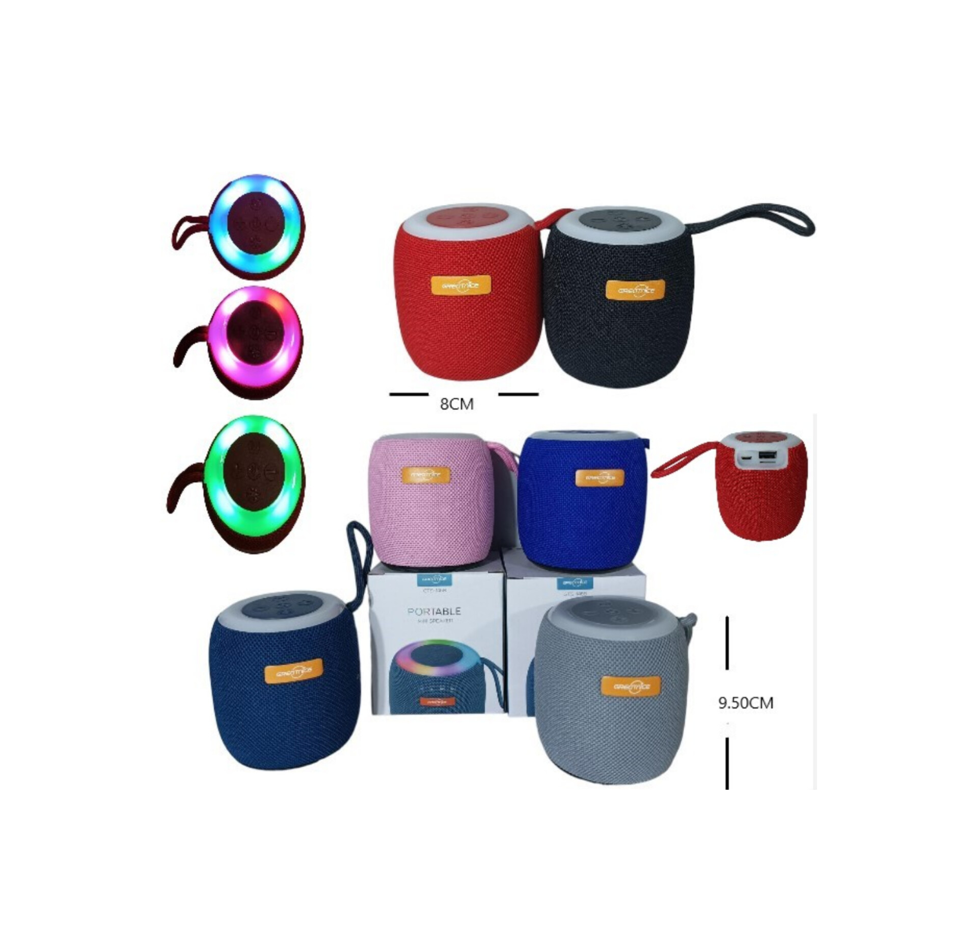 PARLANTE 2 PULGADAS CON LUZ BT FM MP3