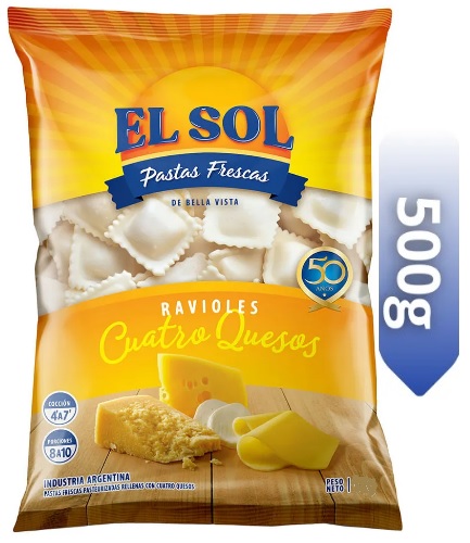 RAVIOLES 4 QUESOS X 500g.