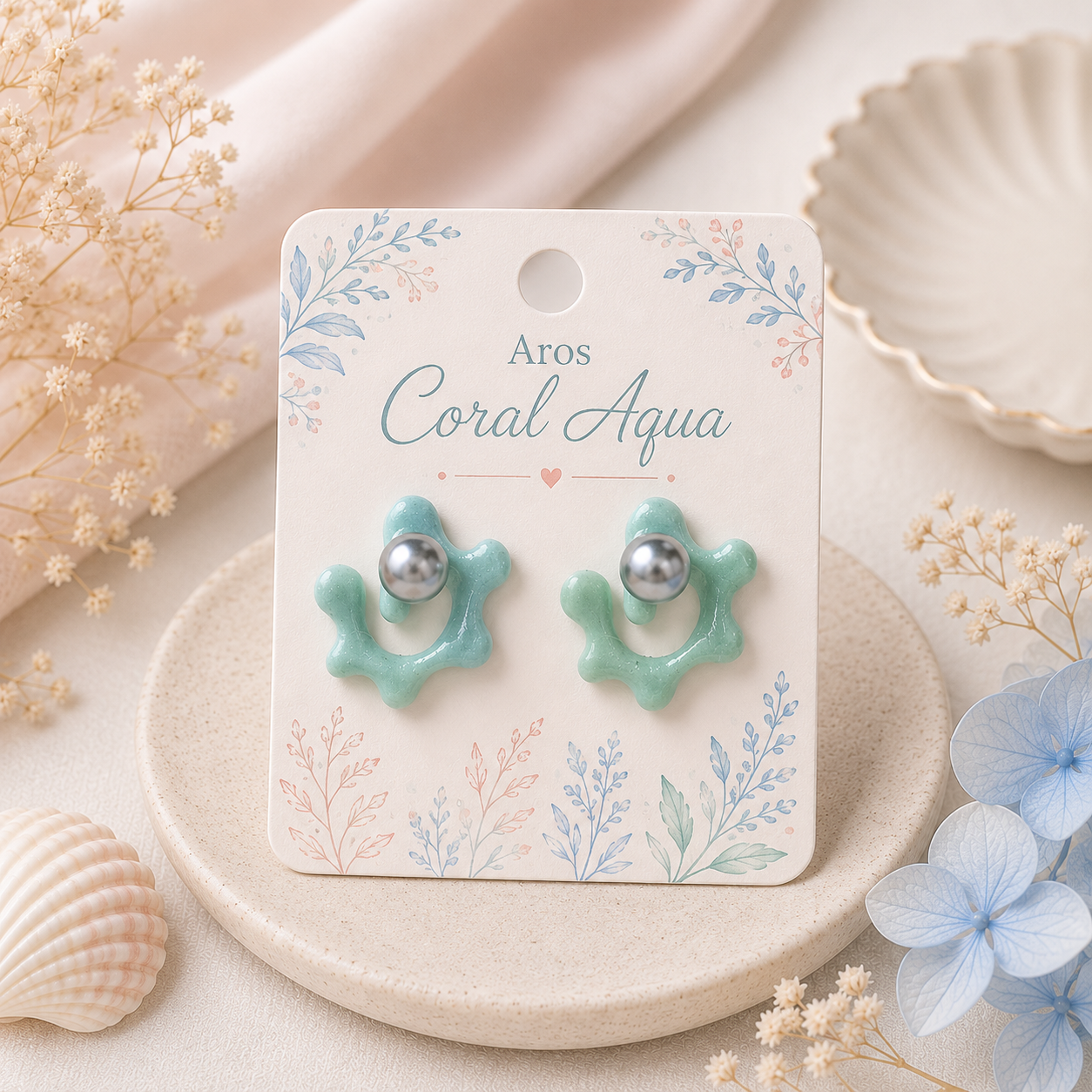 Aros Coral Marino Perla