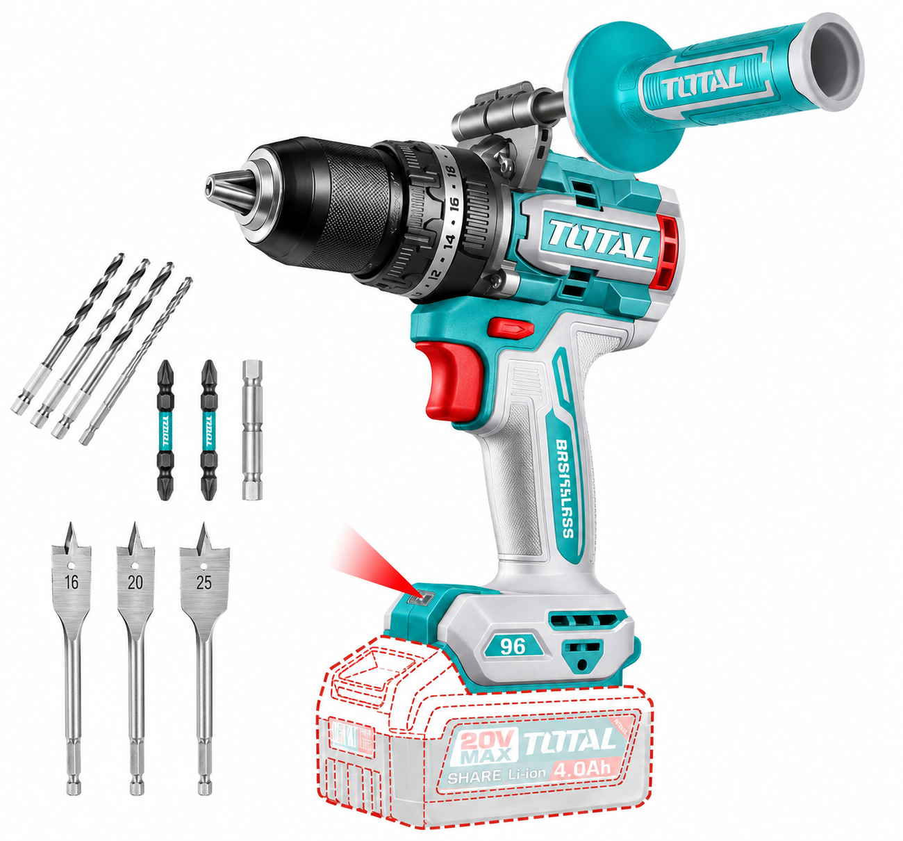 Taladro percutor inalámbrico 96 Nm