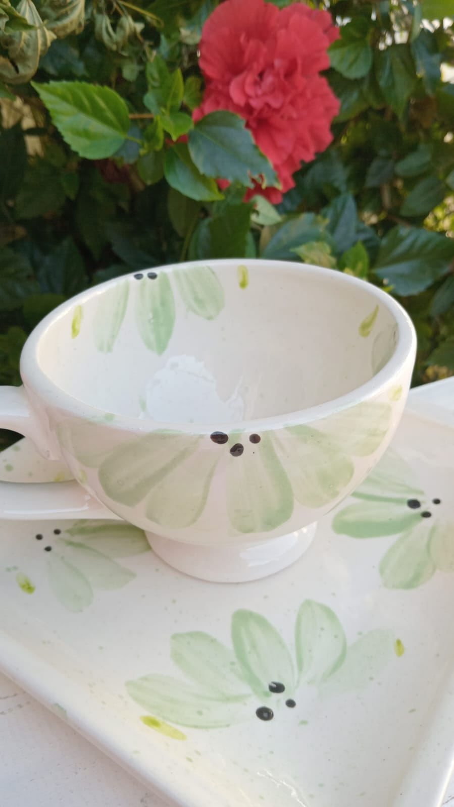 Taza con Plato Flores