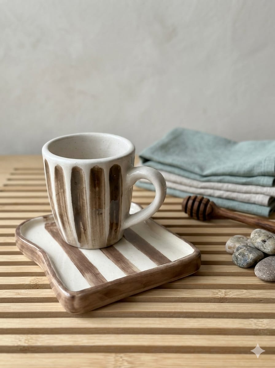 Taza con plato forma tostada
