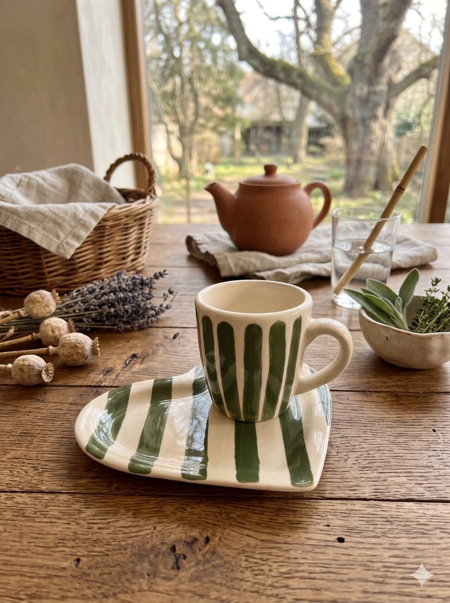 Taza con plato corazón