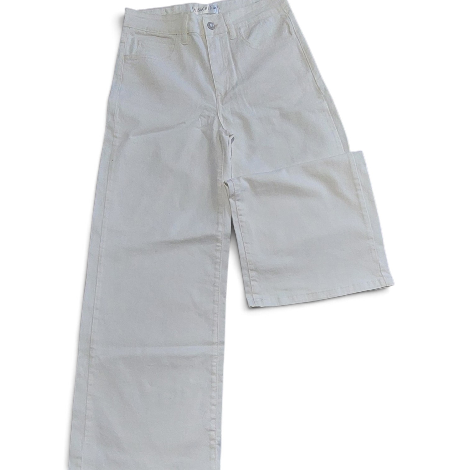 Jean wide leg gabardina blanca