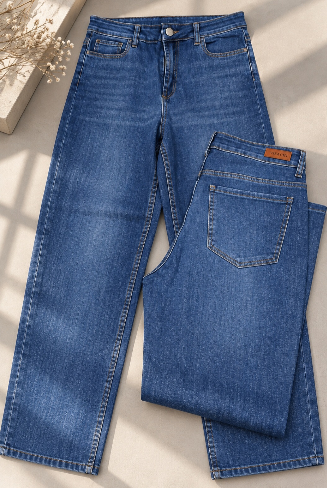 Straight azul. Denim elastizado