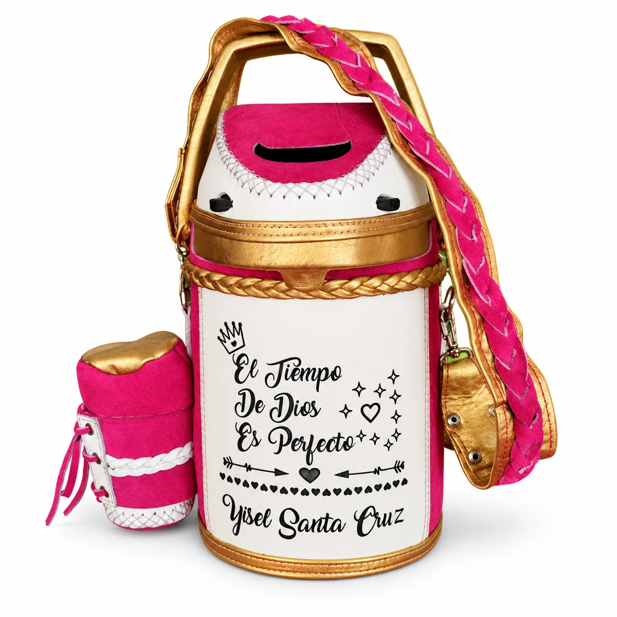 Termo personalizado rosa y dorado