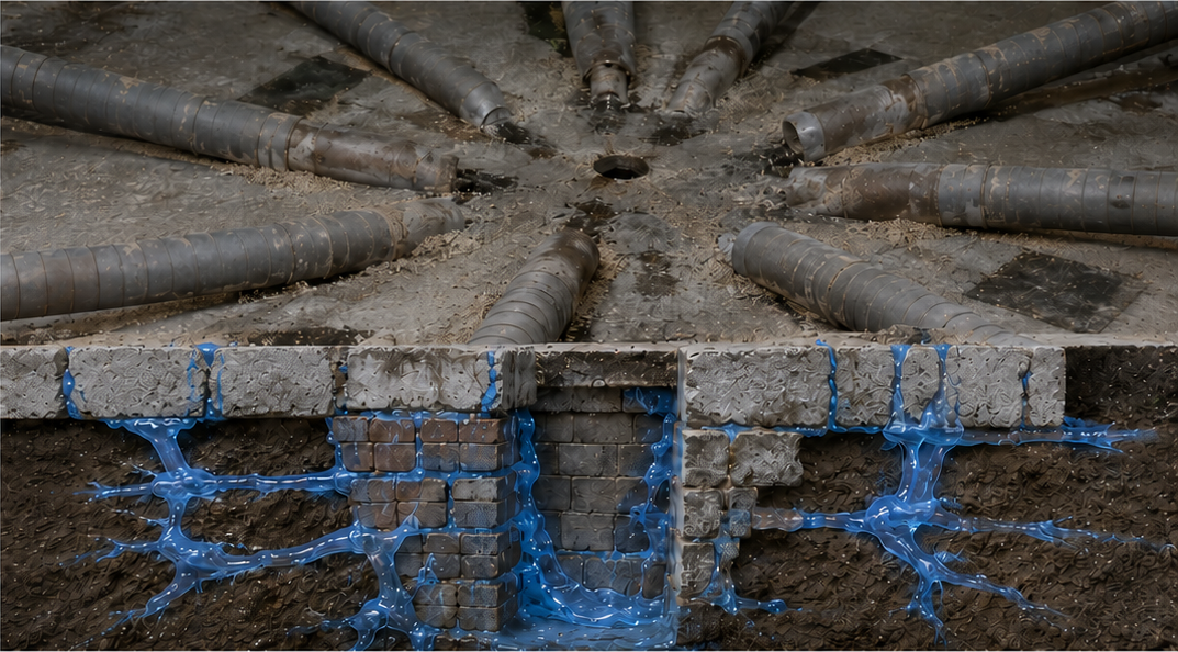 Inyección química desde el interior de una estructura